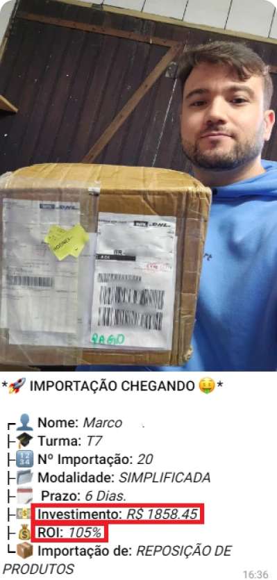 Print de importação de aluno do treinamento