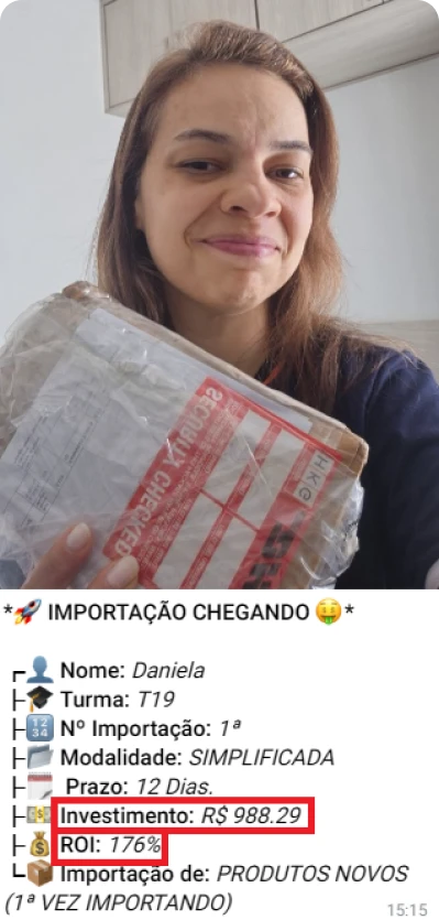 Print de importação de aluno do treinamento