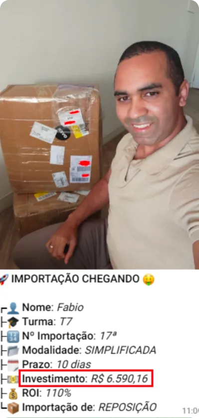 Print de importação de aluno do treinamento