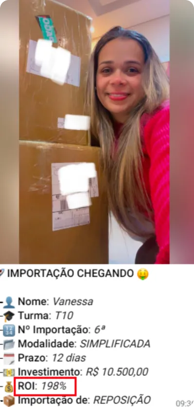 Print de importação de aluno do treinamento