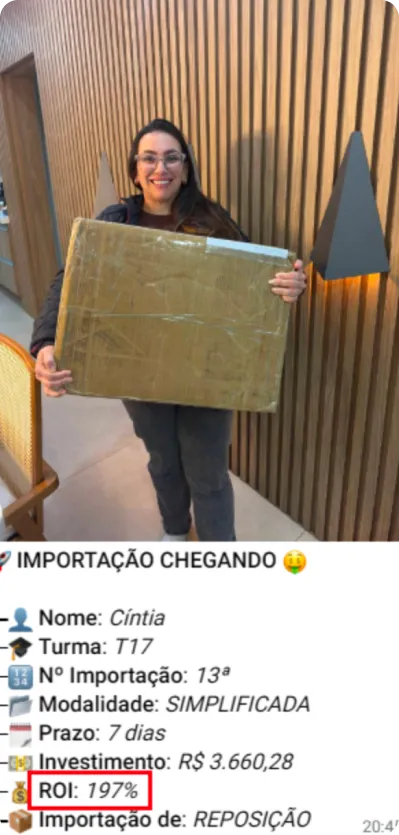 Print de importação de aluno do treinamento