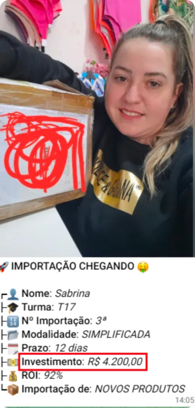 Print de importação de aluno do treinamento