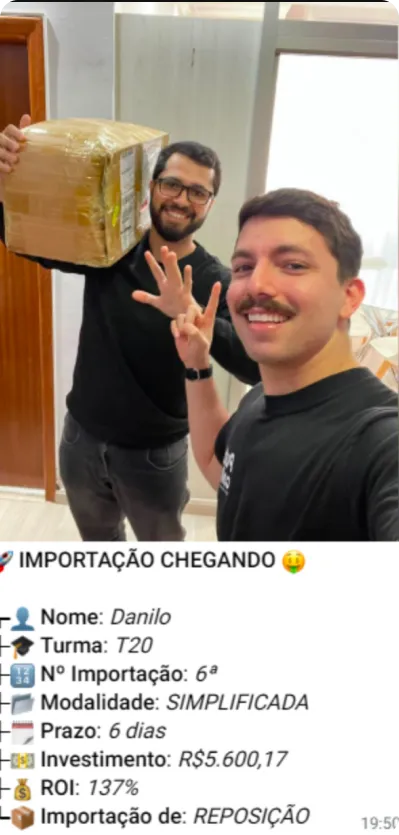 Print de importação de aluno do treinamento
